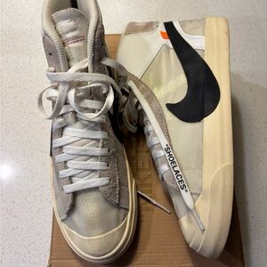 Off-White High-Top Sneakers in Cream and Black